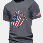 Regular Fit Fighter Jets USA Flag Print Cotton T-Shirt