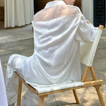 Mesh Beaded Satin Drape Shirt