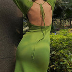 Zeagoo Elegant Backless Lace-up Bell Sleeve Ruffled Hem Mini Dress for Women Casual Going Out Summer 2026