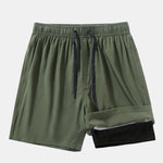 2 In 1 Drawstring Pocket Quick Dry Swim Shorts