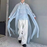 Long Ribbon Layered Loose Shirt