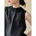 Women's Ruffle Trim Petal Collar Sleeveless Blouse