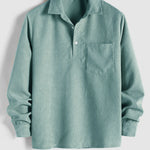 MENS HALF BUTTON CORDUROY LONG SLEEVES SHIRT