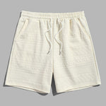 Geometric Vintage Jacquard Lounge Shorts-Beige