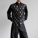 Sequin Lace Argyle-Pattern Shirt