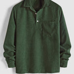 Men's Textured Half Button Corduroy Long Sleeve Shirt and Casual Pants Set
