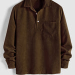Men's Textured Half Button Corduroy Long Sleeve Shirt and Casual Pants Set