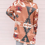 Zeagoo Women's Diamond Print Stripe Mid-Long Contrast Color Knit Cardigan