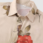 Men's Rose Flower Print Casual Short Sleeve Shirt