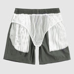 Men's solid color quick-drying drawstring beach swim shorts