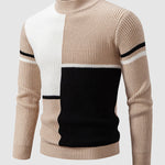 Men's ColorBlock Stand Collar Crew Neck Sweater
