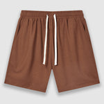 Men's Solid Color Waffle Drawstring Elastic Waist Casual Shorts