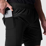 Men's fake two-piece multi-pocket quick-drying sports shorts