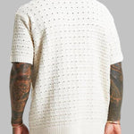 Men's solid color hollow V-neck knitted short sleeves