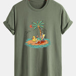 Regular Fit Skeleton On Vacation Print Cotton T-Shirt
