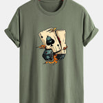 Regular Fit Dice Playing Cards Print Cotton T-Shirt