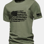 Regular Fit American Flag Print Cotton T-Shirt