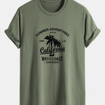 Regular Fit California Palm Tree Print Cotton T-Shirt
