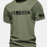 Regular Fit American Flag Freedom Print Cotton T-Shirt
