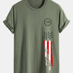 Regular Fit 1776 American Flag Print Cotton T-Shirt