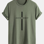 Regular Fit Jesus Christ Stripe Print Cotton T-Shirt