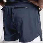 Men's Sports Fake Two-piece Double-layer Multi-pocket  Drying Sweat-wicking Breathable Causal Running Fitness Shorts