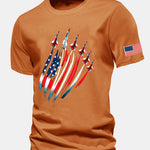 Regular Fit Fighter Jets USA Flag Print Cotton T-Shirt