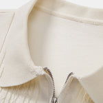 Twist Jacquard Knitted Zipper Polo Shirt & Slim Fit Tapered Trousers