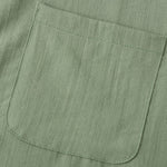 Men's Solid cotton casual lapel solid color short-sleeved shirt