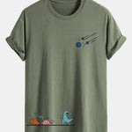Regular Fit Dinosaurs Avoid Meteorites Print Cotton T-Shirt