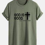 Regular Fit God Is Good Cross Print Cotton T-Shirt