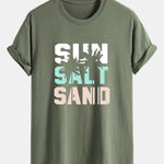 Regular Fit Sun Sand Palm Tree Print Cotton T-Shirt
