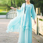 Buddha Stones 3Pcs Yoga Chiffon Clothing Uniform Meditation Zen Practice Women's Set  (Extra 30% Off | USE CODE: FS30)