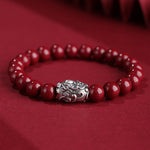 Buddha Stones 999 Sterling Silver PiXiu Natural Cinnabar Wealth Luck Bracelet (Extra 30% Off | USE CODE: FS30)