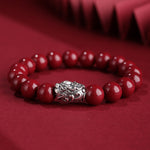 Buddha Stones 999 Sterling Silver PiXiu Natural Cinnabar Wealth Luck Bracelet (Extra 30% Off | USE CODE: FS30)