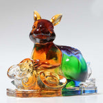 Buddha Stones Year of the Dragon Handmade 12 Chinese Zodiac Liuli Crystal Art Piece Protection Home Office Decoration