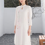 Buddha Stones 2Pcs Lotus Pattern Tai Chi Meditation Yoga Cotton Linen Clothing Top Pants Women's Set  (Extra 30% Off | USE CODE: FS30)