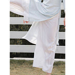 Buddha Stones 2Pcs Lotus Pattern Tai Chi Meditation Yoga Cotton Linen Clothing Top Pants Women's Set  (Extra 30% Off | USE CODE: FS30)