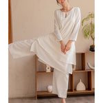 Buddha Stones 2Pcs Simple Design Tai Chi Meditation Yoga Clothing Top Pants Women's Set (Extra 30% Off | USE CODE: FS30)