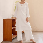 Buddha Stones 2Pcs Simple Design Tai Chi Meditation Yoga Clothing Top Pants Women's Set (Extra 30% Off | USE CODE: FS30)