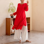 Buddha Stones 2Pcs Simple Design Tai Chi Meditation Yoga Clothing Top Pants Women's Set (Extra 30% Off | USE CODE: FS30)
