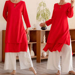 Buddha Stones 2Pcs Simple Design Tai Chi Meditation Yoga Clothing Top Pants Women's Set (Extra 30% Off | USE CODE: FS30)
