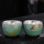 Buddha Stones Butterfly Goldfish Lotus Koi Fish Ceramic Teacup Kung Fu Tea Cup 120ml (Extra 35% Off | USE CODE: FS35)