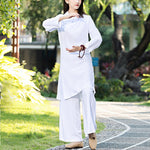 Buddha Stones 2Pcs Plain Long Sleeve Zen Yoga Clothing Meditation Clothing Top Pants Women's Set (Extra 30% Off | USE CODE: FS30)