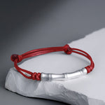 Buddha Stones 999 Sterling Silver Bone Pattern Luck Rope Braided Bracelet (Extra 35% Off | USE CODE: FS35)