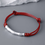 Buddha Stones 999 Sterling Silver Bone Pattern Luck Rope Braided Bracelet (Extra 35% Off | USE CODE: FS35)