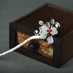 Buddha Stones Red Agate Flower Leaf Calm Confidence Tassel Hairpin