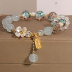 Buddha Stones "Wishing You Healing and Grace" Blue Chalcedony Bracelet Includes Gift Message Card
