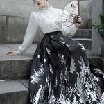 Buddha Stones Flowers Leaves Feathers Long Sleeve Shirt Top Chinese Hanfu Ming Dynasty Horse Face Skirt Mamianqun Skirt (Extra 30% Off | USE CODE: FS30)