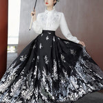 Buddha Stones Flowers Leaves Feathers Long Sleeve Shirt Top Chinese Hanfu Ming Dynasty Horse Face Skirt Mamianqun Skirt (Extra 30% Off | USE CODE: FS30)